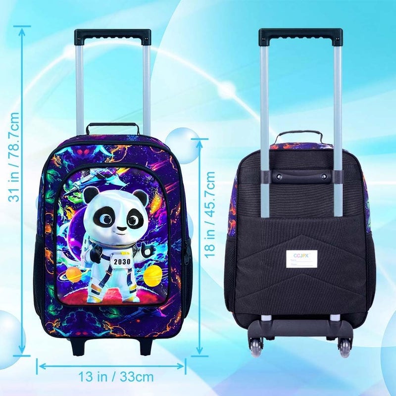 FTJCF Store 18" Boys Suitcase, Kids Toddler Carry on Luggage with Wheels, Cool Panda Travel Rolling Set(Black) - Image 3